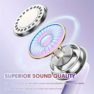 True Wireless Earbuds Purple in Ear Headphone with Charging Case Wireless Earbud Earbuds with Microphone for Work