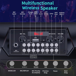 Bluetooth Speakers, Microphone Devices, Karaoke Machines Are Equipped with 2 Wireless Karaoke Microphones, Portable Bluetooth Speakers, Home Karaoke 0K Systems, with Rgb Colorful Lights