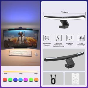 USB Stepless Dimming Screen Hanging Light Curved Screen Monitor Light RGB Background Atmosphere Desk Lamp Monitor Light Bar
