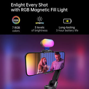 Smart XE Kit Gimbal Stabilizer for Smartphone Iphone Video Recording Magnetic Fill Light 3-Axis Foldable Android Gimble