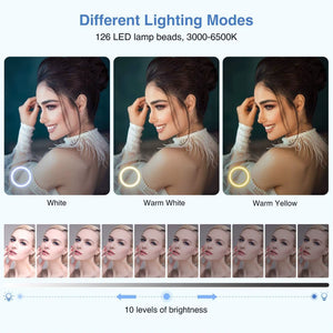 26CM RGB Fill Photography Lighting Phone Ringlight Tripod Stand Photo Led Selfie Remote Control Ring Light Lamp Youtube Live