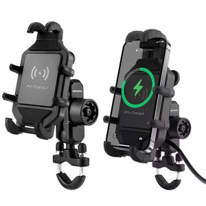 Motorcycle Wireless Charging Phone Holder Cradle 3.0 Quick Charger GPS Moto Support Cellphone Handlebar Mount for 4-7 Inch Phone