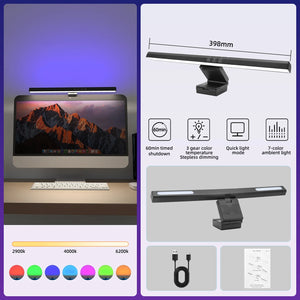 USB Stepless Dimming Screen Hanging Light Curved Screen Monitor Light RGB Background Atmosphere Desk Lamp Monitor Light Bar