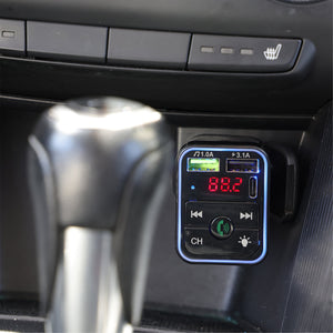 . Bluetooth FM Car Charger with LCD Screen, Type C, Wirelessly Stream Calls and Music