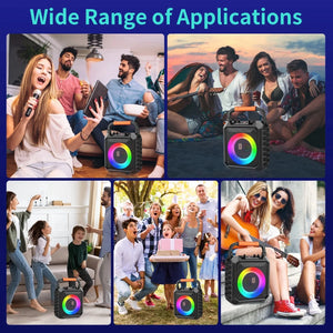 Bluetooth Speakers, Microphone Devices, Karaoke Machines Are Equipped with 2 Wireless Karaoke Microphones, Portable Bluetooth Speakers, Home Karaoke 0K Systems, with Rgb Colorful Lights