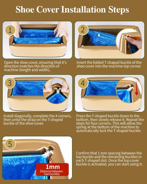 2025 Upgraded Shoe Cover Dispenser Automatic Machine with 200Pcs Disposable Covers and Fits Most Shoes Size, Ideal Indoor Use for Home, Office, Hospital, Factory, Laboratory