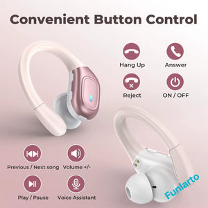 Sport Bluetooth 5.3 Earphones Earhook Headphones IPX7 Waterproof Wireless Earbuds 75 Hrs with LED Power Display Physical Buttons