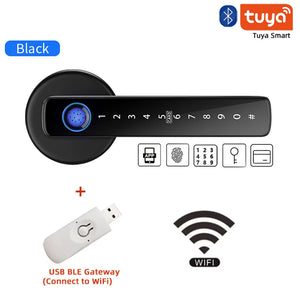 M5 Tuya BLE Fingerprint Door Lock Digital Electronic Lock with Password/Key/Ic Card/ Smartlife/ Tuya APP Unlock