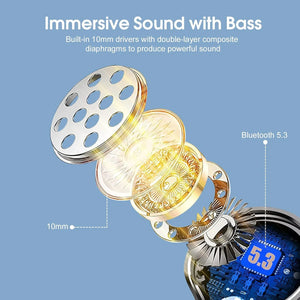 2025 New Ultralight Bluetooth Headphones 125Hrs Wireless Earbuds with Display Charger Case over Ear Bud with Earhooks,Noise Cancelling Mic,Waterproof Deep Bass Headset for Workout,Black