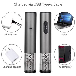 Electric Wine Bottle Opener Automatic Wine Opener Rechargeable Electric Corkscrew with Foil Cutter for Party Bar Wine Lover Gift