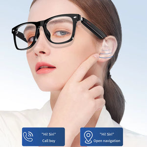 2 in 1 Smart Glasses Headset, Bluetooth Audio Call AI Voice Noise Reduction Music Eyewear Waterproof Speaker Mics Calls Eyeglass