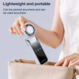 Portable Fan Portable Handheld Neck Fan Energy Saving Cooling Device with Digital Display Silent Multi-Speed Settings Outdoor