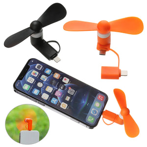 Universal Mobile Phone Handheld Fan Portable Phone Fan 2 in 1 Type-C Small Mini USB Chargeable Fan for Mobile Phone