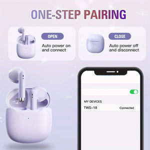 True Wireless Earbuds Purple in Ear Headphone with Charging Case Wireless Earbud Earbuds with Microphone for Work