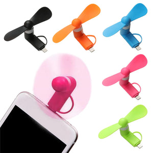 Universal Mobile Phone Handheld Fan Portable Phone Fan 2 in 1 Type-C Small Mini USB Chargeable Fan for Mobile Phone