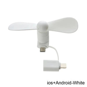 Universal Mobile Phone Handheld Fan Portable Phone Fan 2 in 1 Type-C Small Mini USB Chargeable Fan for Mobile Phone