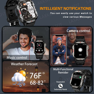 Smart Watch Bluetooth Voice Call Smart Watch with LED Flashlight Health Monitor Outdoor Sports Smart Watch