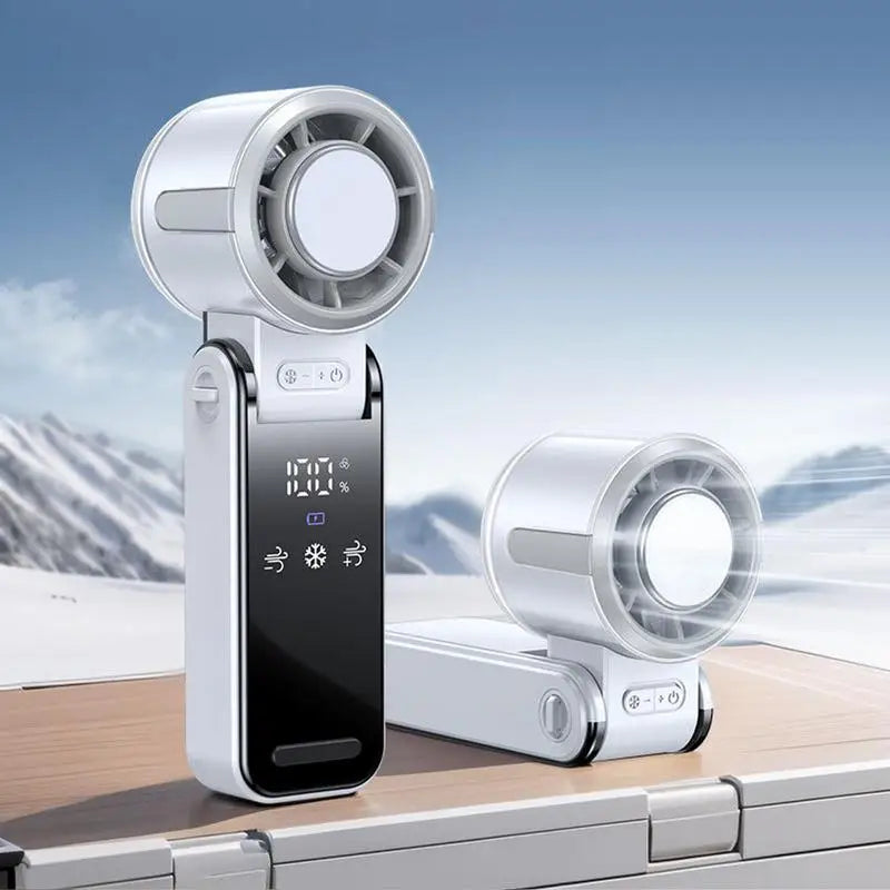 Portable Fan Portable Handheld Neck Fan Energy Saving Cooling Device with Digital Display Silent Multi-Speed Settings Outdoor