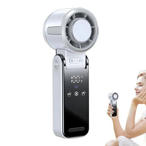 Portable Fan Portable Handheld Neck Fan Energy Saving Cooling Device with Digital Display Silent Multi-Speed Settings Outdoor