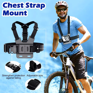 All-In-One Action Camera Accessories Kit Head Strap Chest Strap Mount Adjustable for Gopro Hero Phone Osmo SJCAM AKASO Insta360