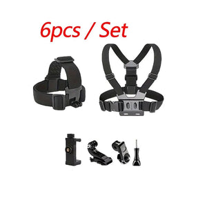 All-In-One Action Camera Accessories Kit Head Strap Chest Strap Mount Adjustable for Gopro Hero Phone Osmo SJCAM AKASO Insta360