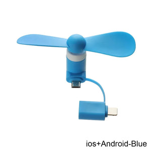 Universal Mobile Phone Handheld Fan Portable Phone Fan 2 in 1 Type-C Small Mini USB Chargeable Fan for Mobile Phone