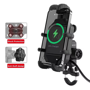 Motorcycle Wireless Charging Phone Holder Cradle 3.0 Quick Charger GPS Moto Support Cellphone Handlebar Mount for 4-7 Inch Phone