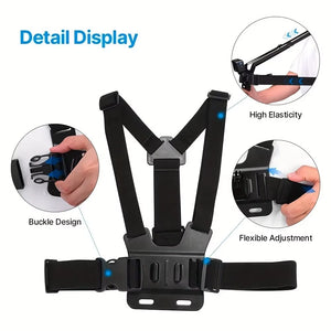 All-In-One Action Camera Accessories Kit Head Strap Chest Strap Mount Adjustable for Gopro Hero Phone Osmo SJCAM AKASO Insta360