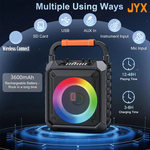 Bluetooth Speakers, Microphone Devices, Karaoke Machines Are Equipped with 2 Wireless Karaoke Microphones, Portable Bluetooth Speakers, Home Karaoke 0K Systems, with Rgb Colorful Lights