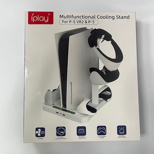 For PS VR2 Handle Charger Dock PS5 Multi-Function Cooling Station Stand Base for PS5 Host Game Disc CD VR Helmet Storage Holder