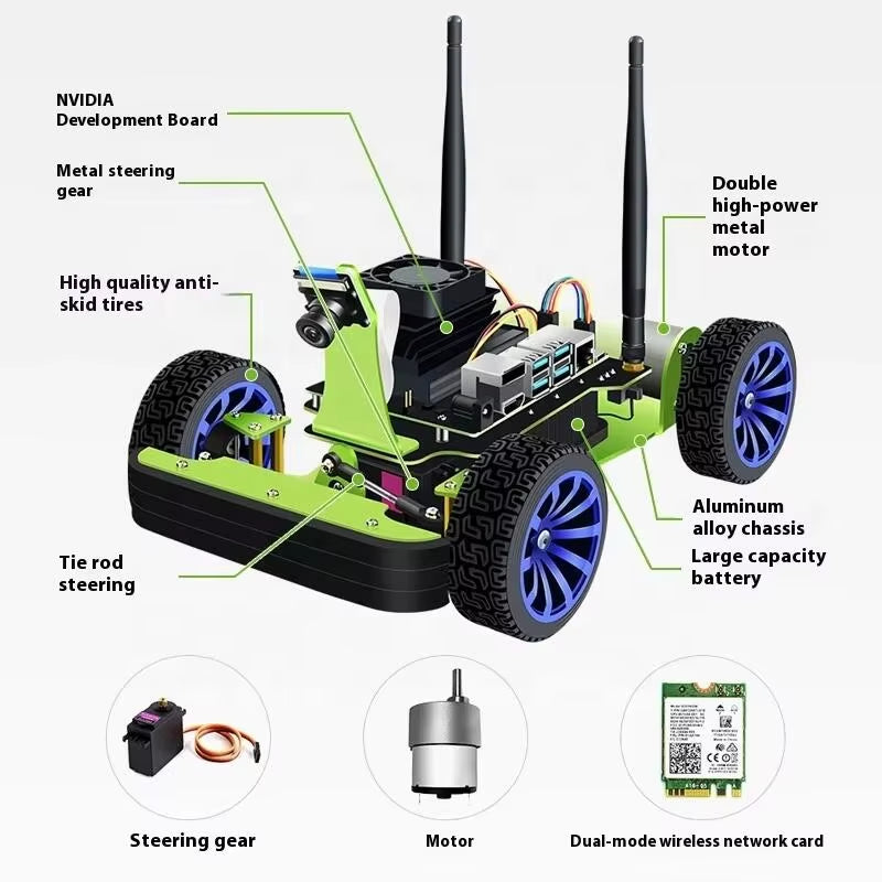 Jetracer ROS AI Kit Dual Controllers AI Robot Lidar Mapping Operated Robot Donkeycar Intelligence Toy Jetson Nano AI RC Car Race
