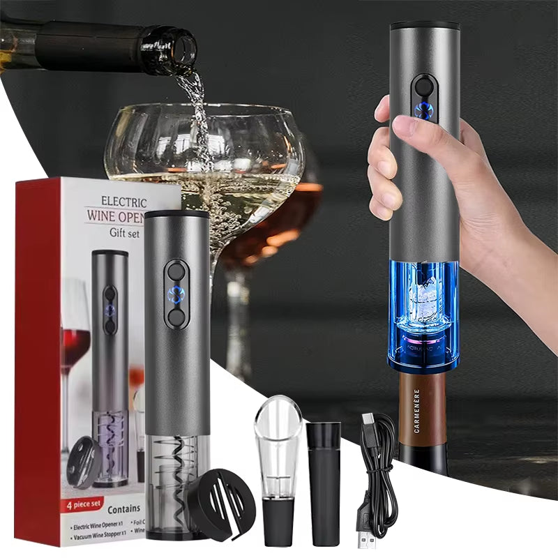 Electric Wine Bottle Opener Automatic Wine Opener Rechargeable Electric Corkscrew with Foil Cutter for Party Bar Wine Lover Gift