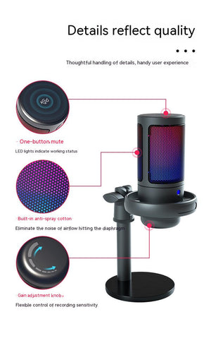 Condenser Microphone RGB Colorful Live Broadcast Wired Microphone