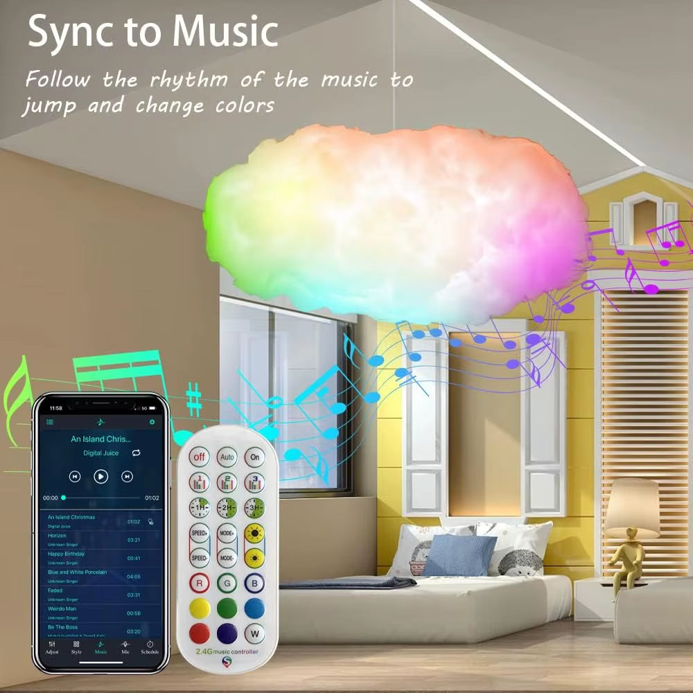 Led Cloud Night Lights for Bedroom,Creative Cloud Lighting Kit Music Sync with APP Control Lamp for Room Home Party Decoration