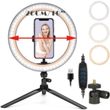 26CM RGB Fill Photography Lighting Phone Ringlight Tripod Stand Photo Led Selfie Remote Control Ring Light Lamp Youtube Live