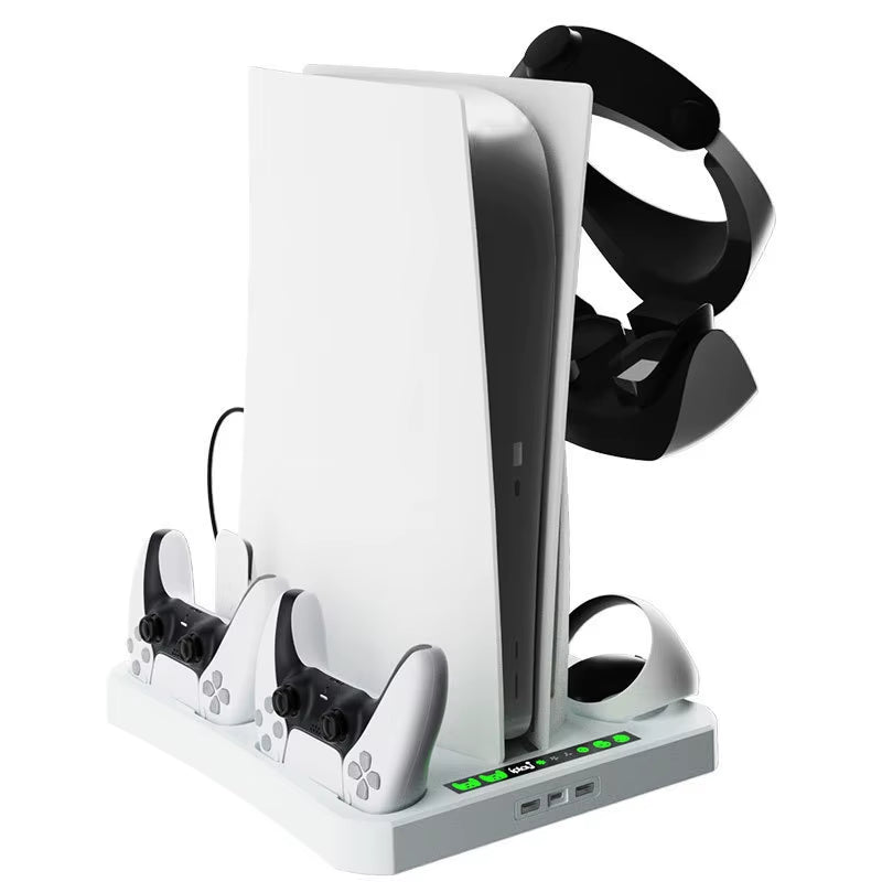 For PS VR2 Handle Charger Dock PS5 Multi-Function Cooling Station Stand Base for PS5 Host Game Disc CD VR Helmet Storage Holder