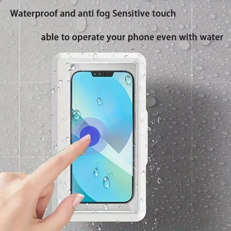Wall Mounted Waterproof Phone Holder Cell Phone Storage Box Can Touched Shower Smartphone for Iphone 16 15 Samusng Xiaomi Stand
