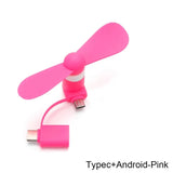 Universal Mobile Phone Handheld Fan Portable Phone Fan 2 in 1 Type-C Small Mini USB Chargeable Fan for Mobile Phone