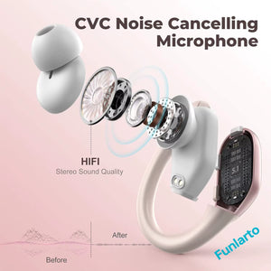 Sport Bluetooth 5.3 Earphones Earhook Headphones IPX7 Waterproof Wireless Earbuds 75 Hrs with LED Power Display Physical Buttons