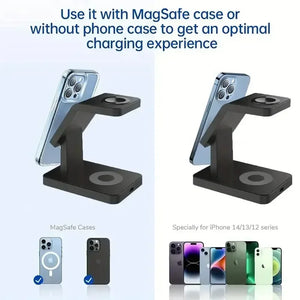 3 in 1 Magnetic Wireless Charger Stand for Iphone 15 14 13 12 Pro Max Apple Watch 1-8 Airpods Macsafe Fast Charging Station Dock