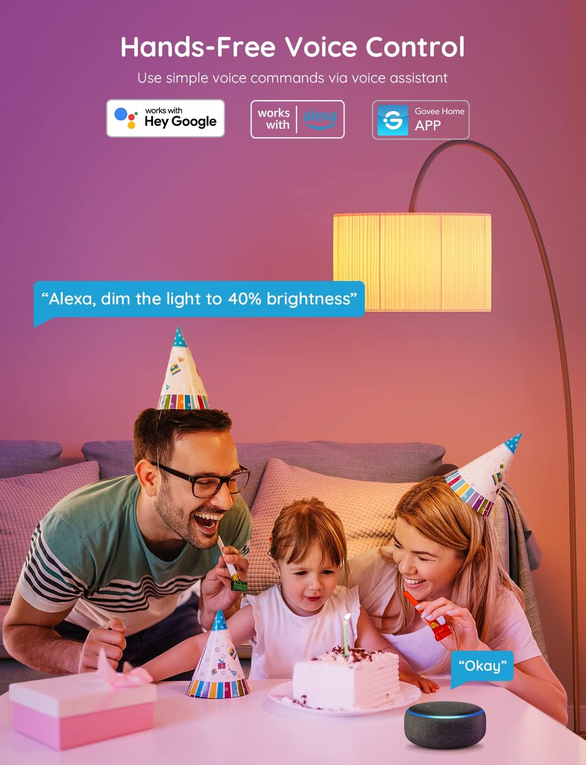 Smart Light Bulbs, Color Changing Light Bulb, Work with Alexa and Google Assistant, 16 Million Colors RGBWW, Wifi & Bluetooth LED Light Bulbs, Music Sync, A19, 800 Lumens, 4 Pack