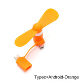 Universal Mobile Phone Handheld Fan Portable Phone Fan 2 in 1 Type-C Small Mini USB Chargeable Fan for Mobile Phone
