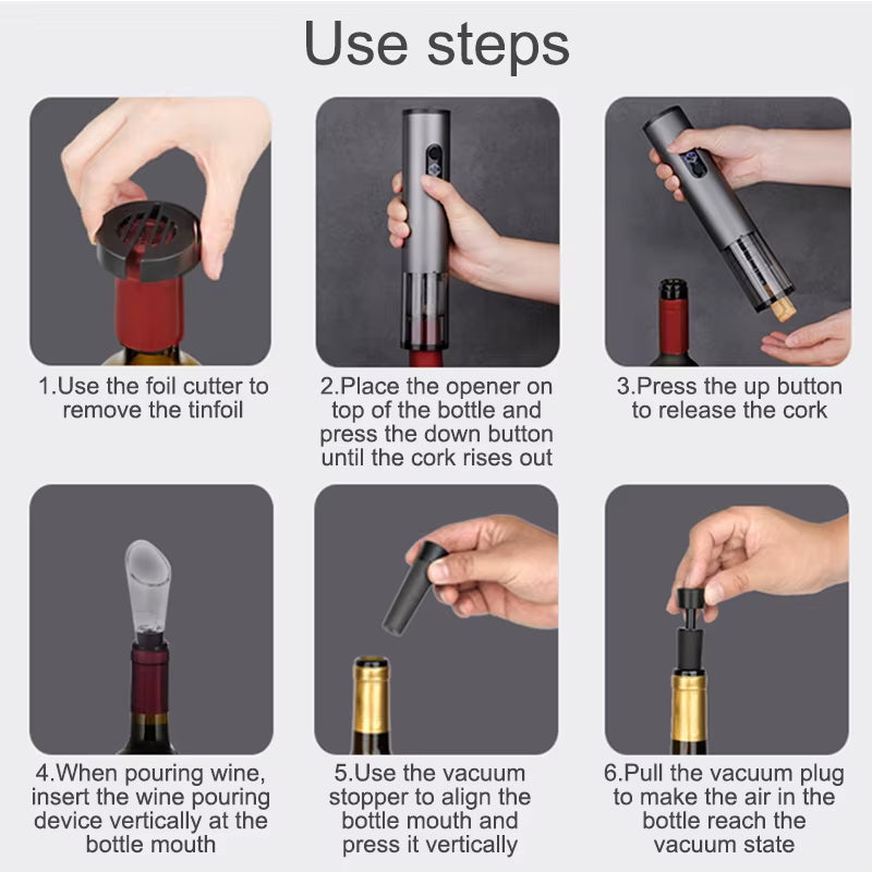 Electric Wine Bottle Opener Automatic Wine Opener Rechargeable Electric Corkscrew with Foil Cutter for Party Bar Wine Lover Gift