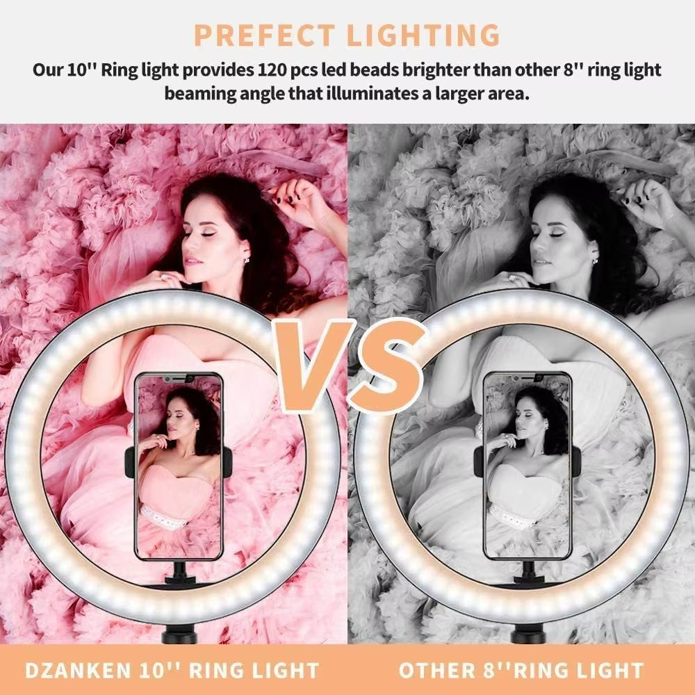 26CM RGB Fill Photography Lighting Phone Ringlight Tripod Stand Photo Led Selfie Remote Control Ring Light Lamp Youtube Live