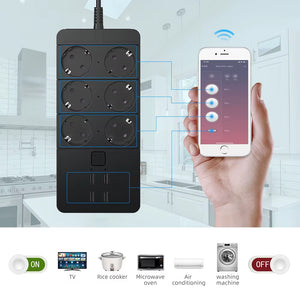 Smart Wifi Power Strip 4/6 EU 4USB Outlets Plug 5V3.1A Charging Port Timing Bluetooth Control with Alexa Googlehome Assistant