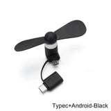 Universal Mobile Phone Handheld Fan Portable Phone Fan 2 in 1 Type-C Small Mini USB Chargeable Fan for Mobile Phone
