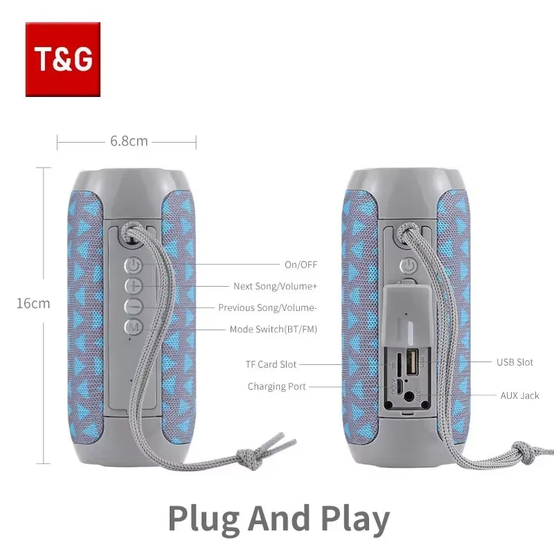 TG117 Portable Bluetooth Speaker Outdoor Wireless Woofer Free Call FM TF Card USB Flash Drive Connect Mobile Phone Tablet TV