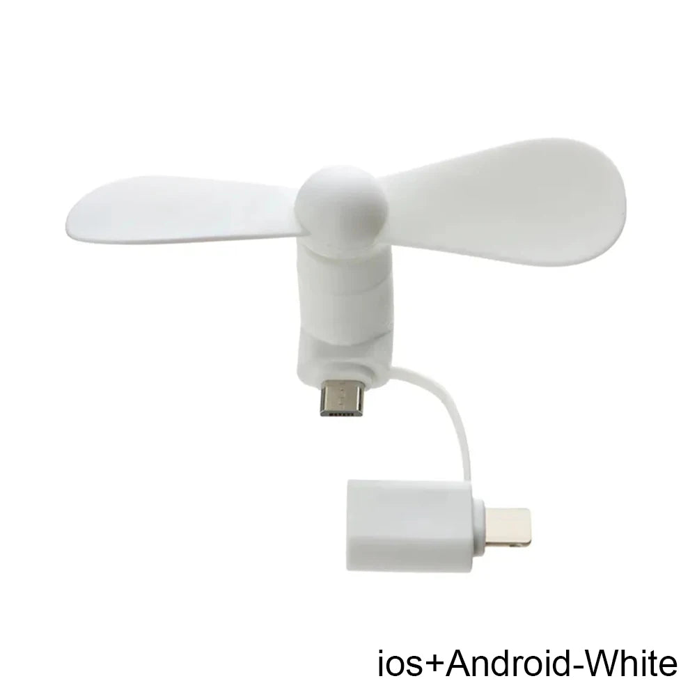 Universal Mobile Phone Handheld Fan Portable Phone Fan 2 in 1 Type-C Small Mini USB Chargeable Fan for Mobile Phone