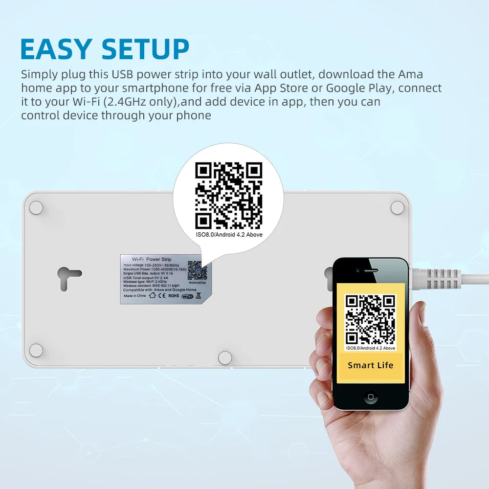 Smart Wifi Power Strip 3/4/6 EU 4USB Charging Port Timing With5V3.1A.Bluetooth Control Alexa Google Home Assistant