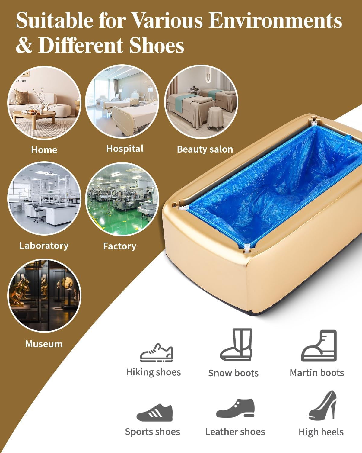 2025 Upgraded Shoe Cover Dispenser Automatic Machine with 200Pcs Disposable Covers and Fits Most Shoes Size, Ideal Indoor Use for Home, Office, Hospital, Factory, Laboratory